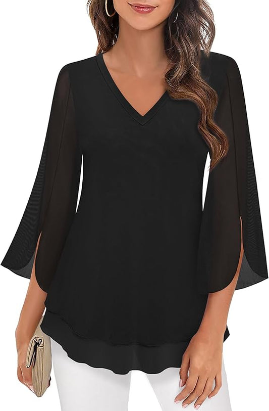 Women's 3/4 Sleeve Floral Blouses Shirts