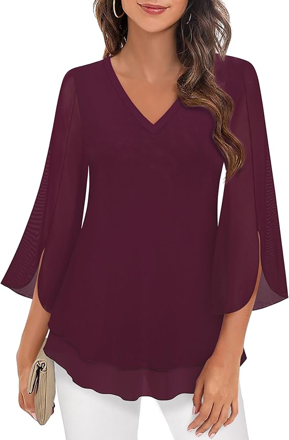 Women's 3/4 Sleeve Floral Blouses Shirts